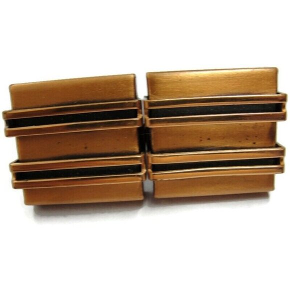Vintage Renoir Copper Modernist Square Cufflinks Shirt Accessories Wedding - Picture 3 of 12